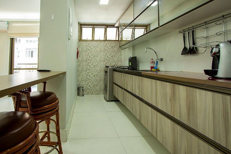 Flat Praia de Copacabana - Varanda Vista Mar Garagem - Pé na